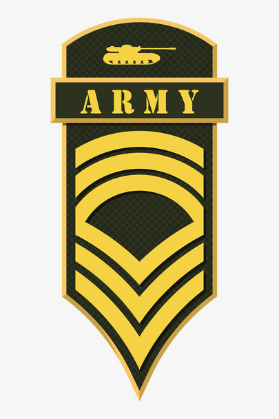 Військові звання та відзнаки. Смуги та шеврони армії - Вектор, зображення