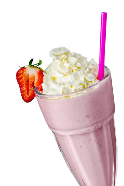 Glass of strawberry milkshake - Photo, image