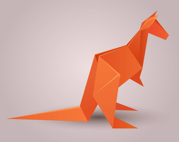 Illustration of paper origami kangaroo - Vettoriali, immagini