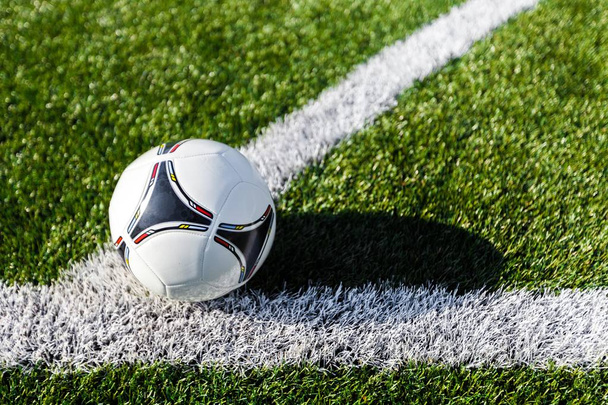 football field with soccer ball - Foto, imagen