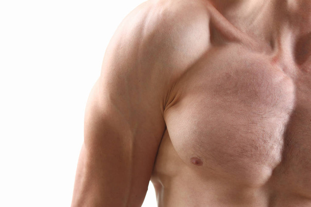 Fitness man background shoulder biceps pectoral muscles - Фото, изображение