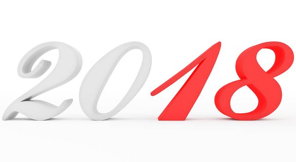 year 2018 marked red-white script 3d numbers isolated on white - Fotó, kép