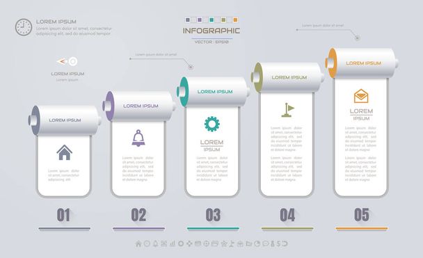 Infografik-Design-Vorlage mit Symbolen, Prozessdiagramm, Vektor - Vektor, Bild
