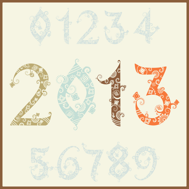 New year 2013 (two thousand and thirteen). Set of stylized numbers - Vetor, Imagem