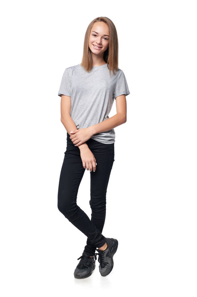 Teen girl in full length standing - Фото, изображение
