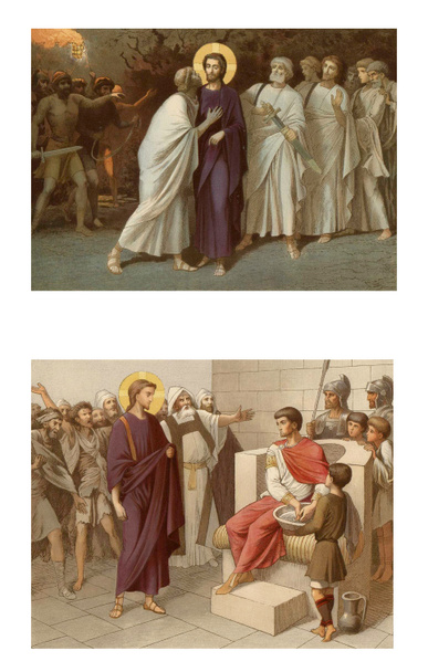 The Kiss Of Judas. Jesus and Pontius Pilat. - Photo, Image