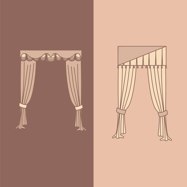 curtains and draperies interior decoration design ideas realisti - ベクター画像