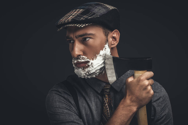 man shaving with axe - Photo, Image