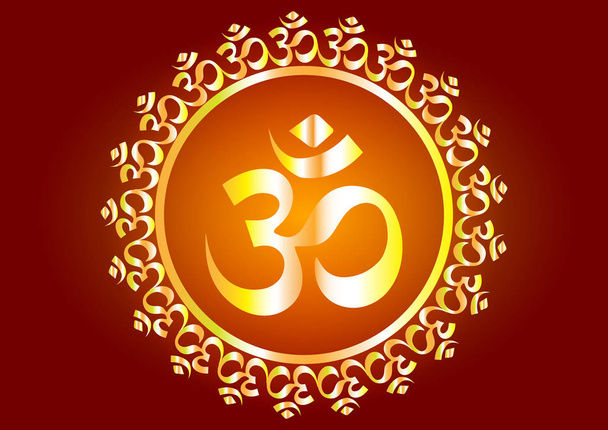 Hindu mantra writing "Shree" and "Aum" or "Om" vector design  - Vektor, kép