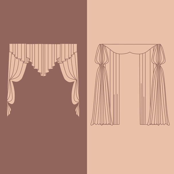 illustration curtains and draperies interior decoration design i - ベクター画像