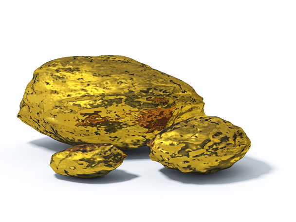 pepita de oro sobre un fondo blanco
 - Foto, Imagen