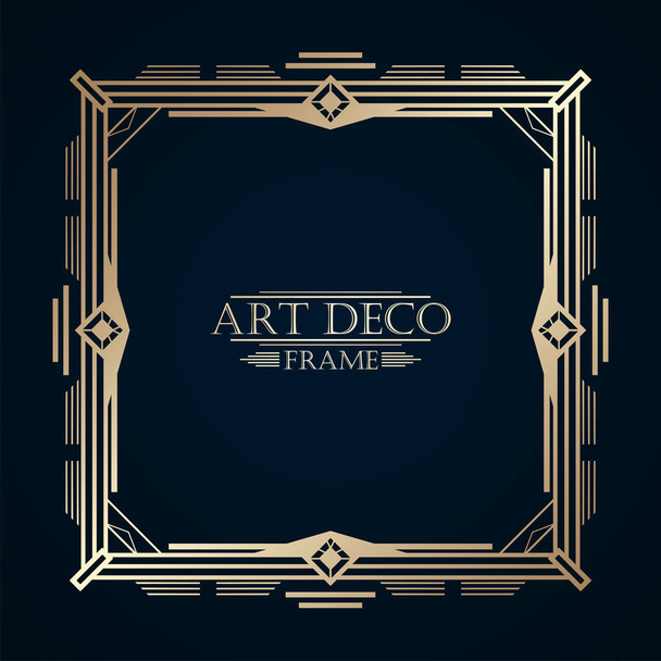 Vintage retro art deco frame with text and golden gradient. Template for design. Vector illustration eps 10 - Vector, Image