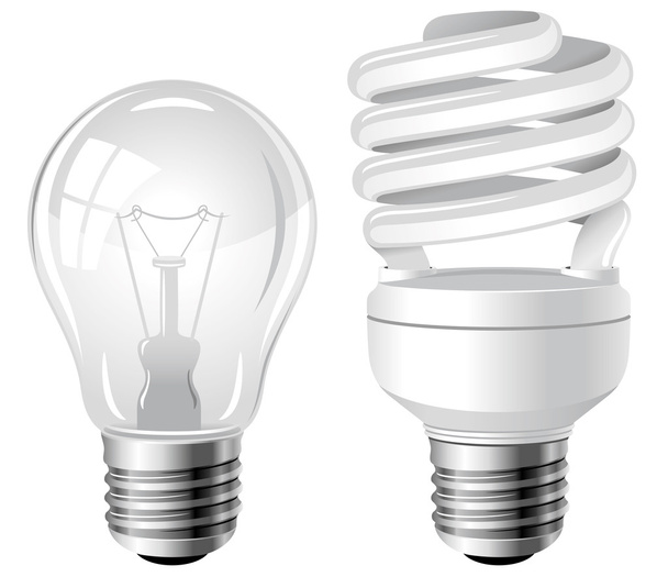 Dos tipos de bombillas
 - Vector, Imagen