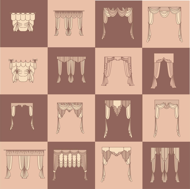 classic curtains . curtains . lambrequin - Vetor, Imagem