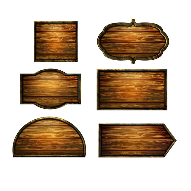 木製の標識、ベクトル アイコンを設定 - ベクター画像