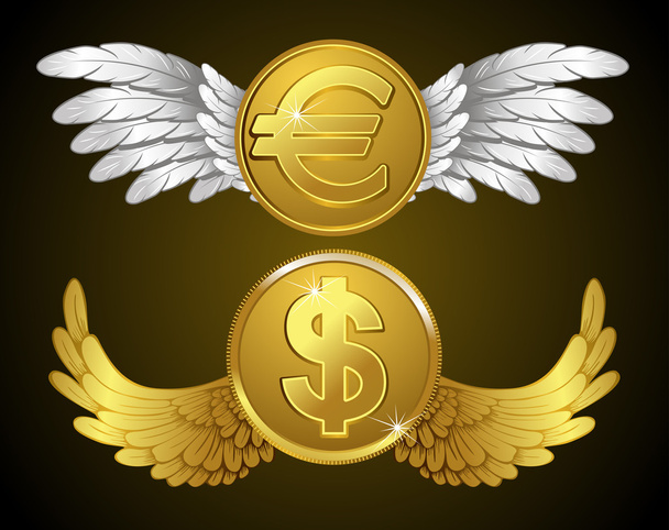 pénzt a wings - Vektor, kép
