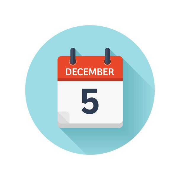 5 Δεκεμβρίου. Vector επίπεδη καθημερινά εικονίδιο ημερολογίου. Ημερομηνία και ώρα, ημέρα, μήνα 2018. Διακοπές. Σεζόν. - Διάνυσμα, εικόνα