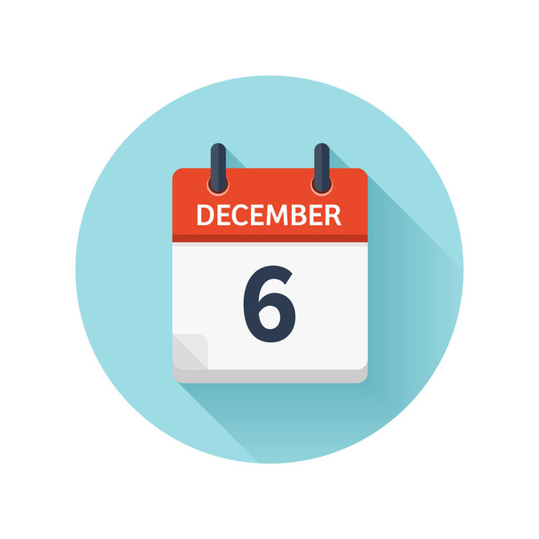December 6. Vector flat daily calendar icon. Date and time, day, month 2018. Holiday. Season. - Vector, Image
