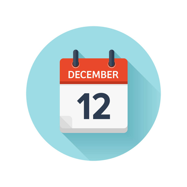 12 grudnia. Wektor mieszkanie codziennie ikonę kalendarza. Data i czas, dzień, miesiąc 2018 r. Holiday. Sezon. - Wektor, obraz