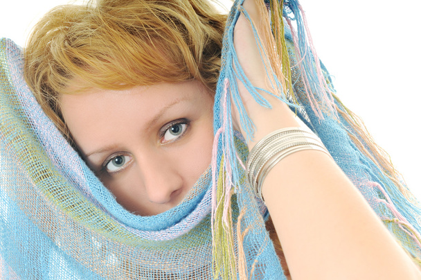 Happy woman scarf - Foto, afbeelding