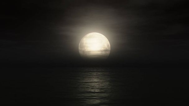 océano nubes de luna llena
 - Foto, imagen