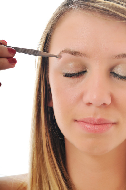 Woman isolated eye brow beauty treatment - Zdjęcie, obraz