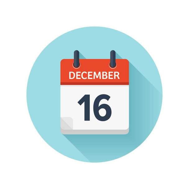 December 16. Vector flat daily calendar icon. Date and time, day, month 2018. Holiday. Season. - Vector, Image