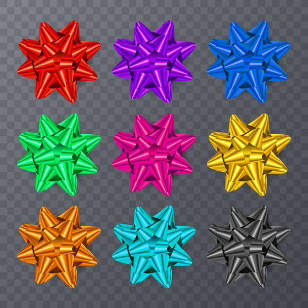Set of realistic bows isolated on transparent background. EPS 10 vector. - Вектор, зображення