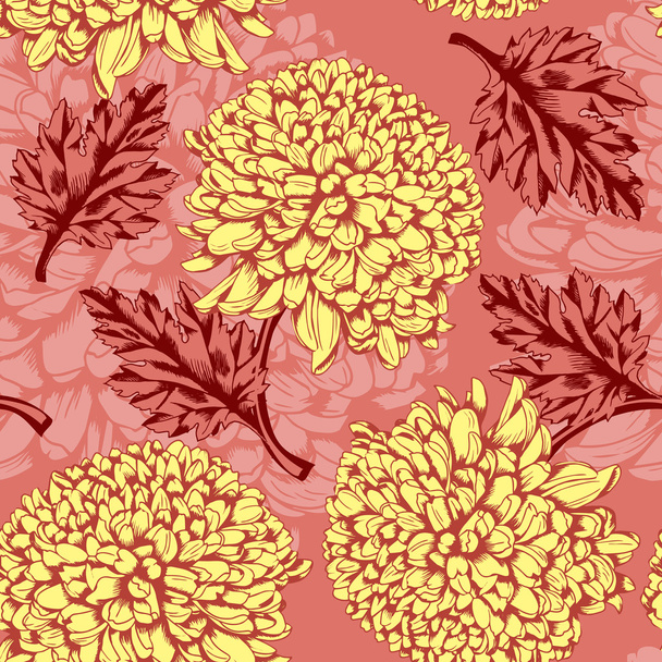 Excellent seamless pattern with chrysanthemum - Вектор,изображение
