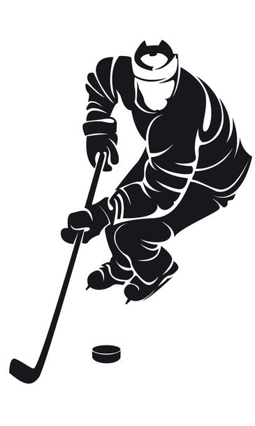 Hockey player, silhouette - Vector, Image