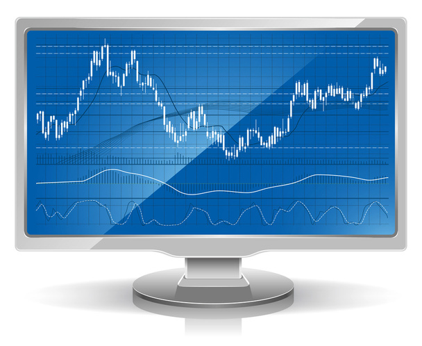 Stock chart on a monitor - Vector, Image