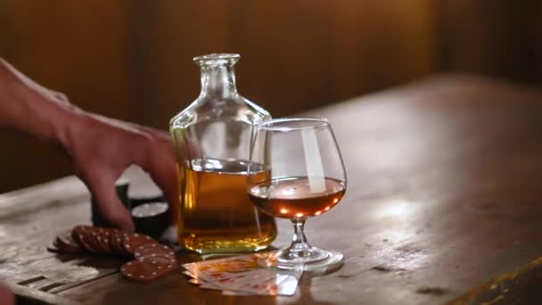A poker player with a brandy brand - Footage, Video