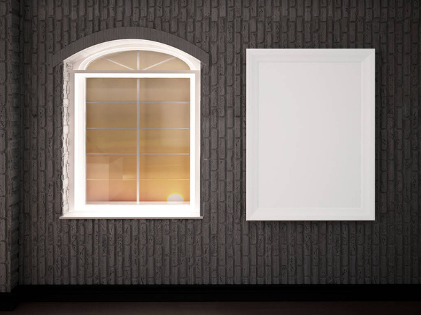 ventana y una imagen en la pared, 3d
 - Foto, Imagen