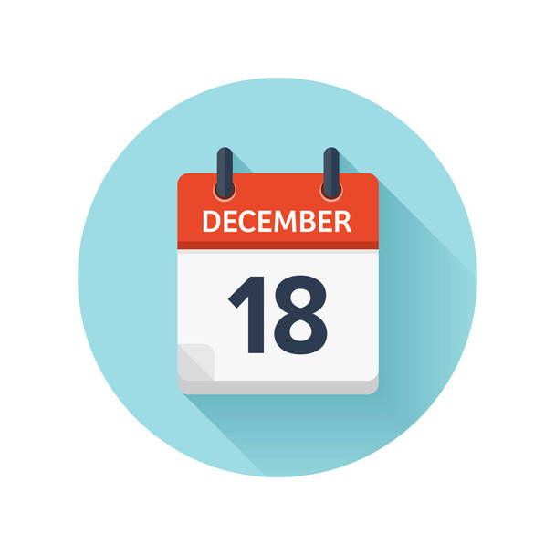 18 Δεκεμβρίου. Vector επίπεδη καθημερινά εικονίδιο ημερολογίου. Ημερομηνία και ώρα, ημέρα, μήνα 2018. Διακοπές. Σεζόν. - Διάνυσμα, εικόνα