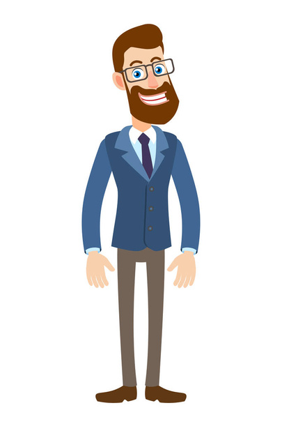 Full length portrait of Cartoon Hipster Businessman Character - Vektör, Görsel