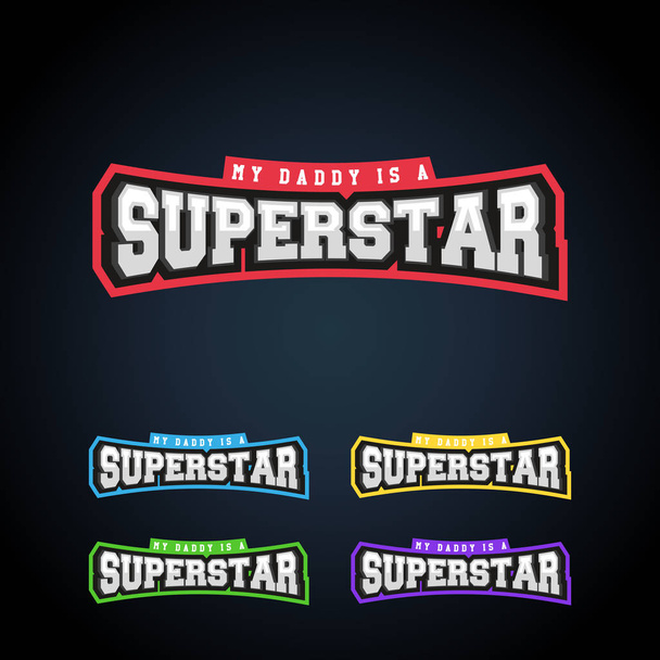 Superstar macht volledige typografie, t-shirt graphics, vectoren. Awesome sport retro tekst embleem - Vector, afbeelding