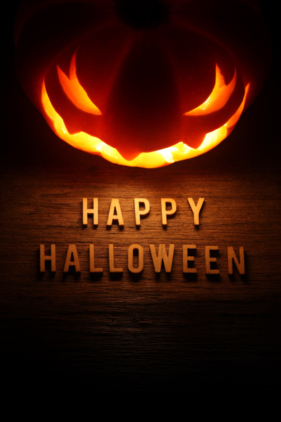 Kísérteties Halloween jack o lámpa - boldog halloween kir háttér - Fotó, kép