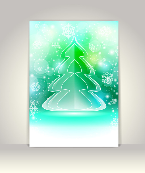 Christmas greeting card with glass Christmas tree - Vektor, obrázek