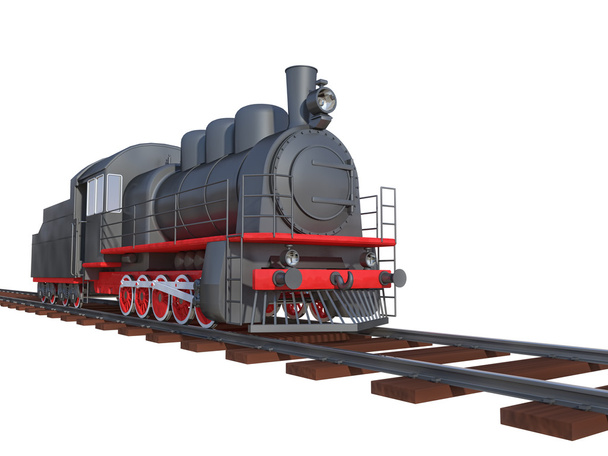 Lokomotive auf weißem Hintergrund - Foto, Bild