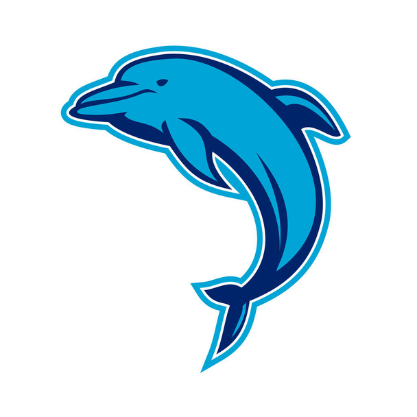 Blue Dolphin Jumping Retro - Vector, Image