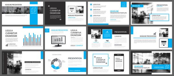 Blue presentation templates and infographics elements background - Vector, Image