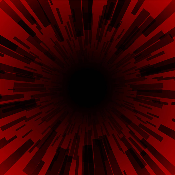 Explosión roja rayo negro agujero oscuro raya - Vector, Imagen