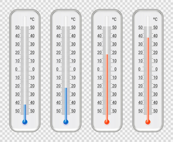 Meteorological Thermometers Different Levels Set - Vector, Image