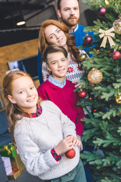 family decorating christmas tree - 写真・画像