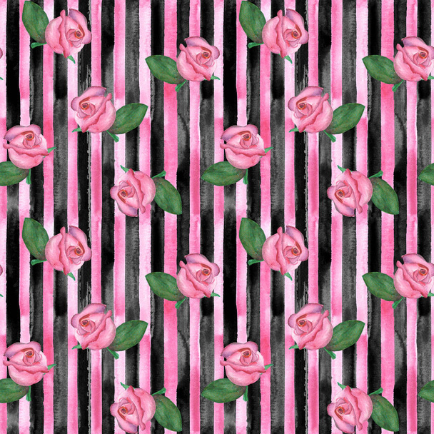 Pink rose buds seamless pattern - Foto, imagen