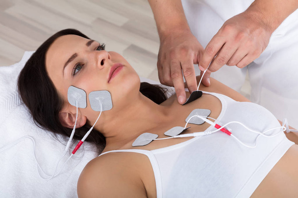 Therapist Giving Electrodes Therapy  - Fotoğraf, Görsel