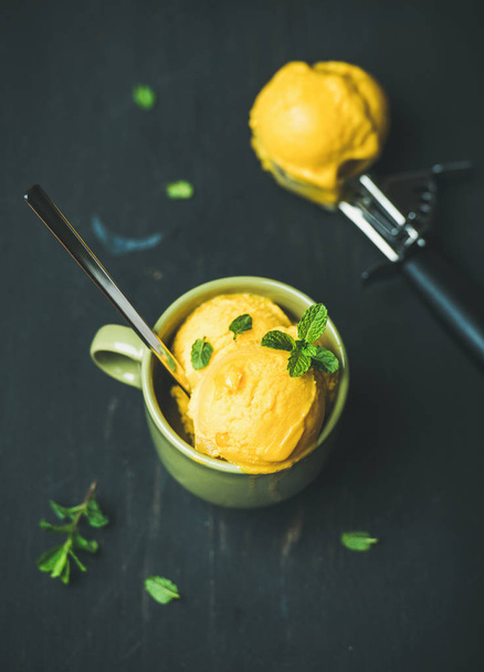 Mango sorbet ice cream - Photo, image