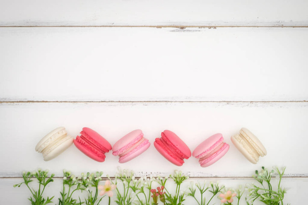macarons on white table background,  - Foto, afbeelding