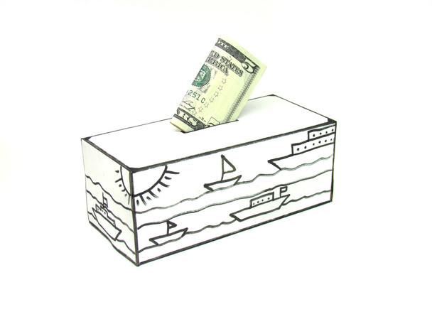 Papel de bóveda con cinco dólares depositados
 - Foto, Imagen
