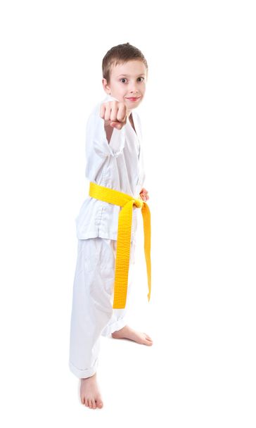 Boy wearing tae kwon do uniform - Fotoğraf, Görsel